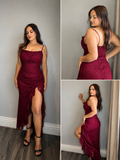 Vestido de encaje y de tirantes largo y elegante