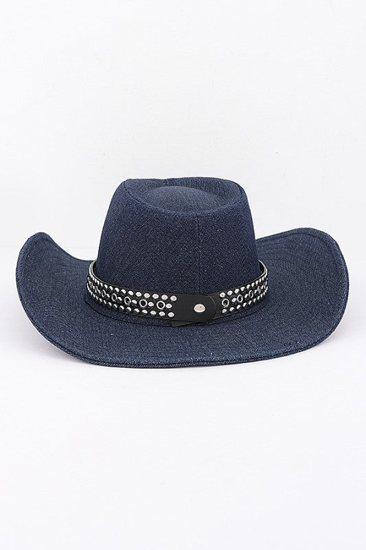 Studded denim cowboy Hat