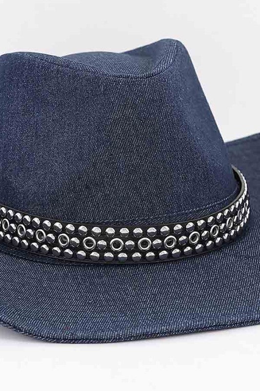 Studded denim cowboy Hat