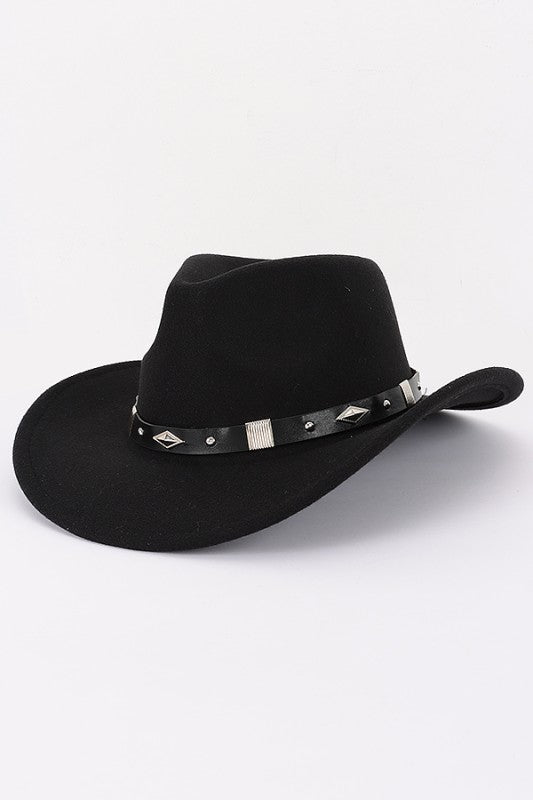 Faux wool western fedora hat