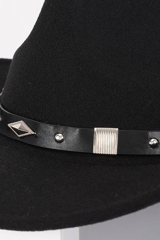 Faux wool western fedora hat