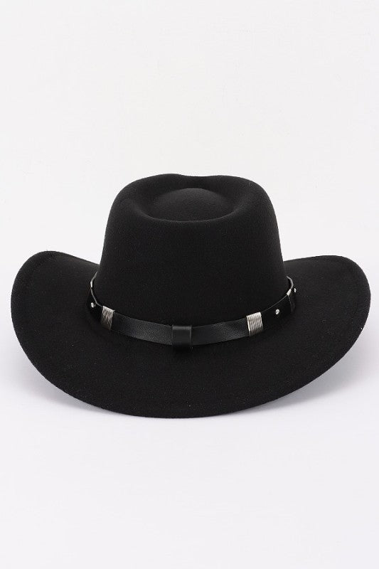 Faux wool western fedora hat