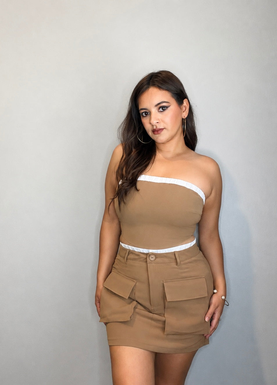 Elastic Trim Tube Top and Mini Skirt Set