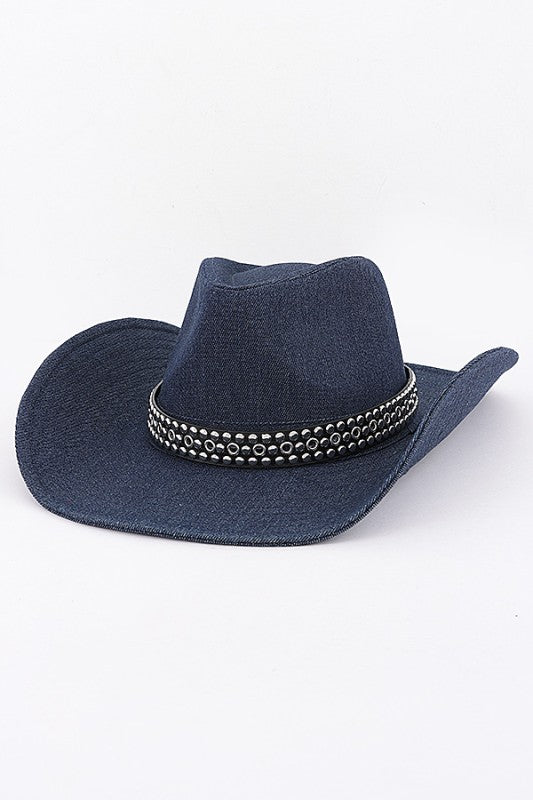 Studded denim cowboy Hat