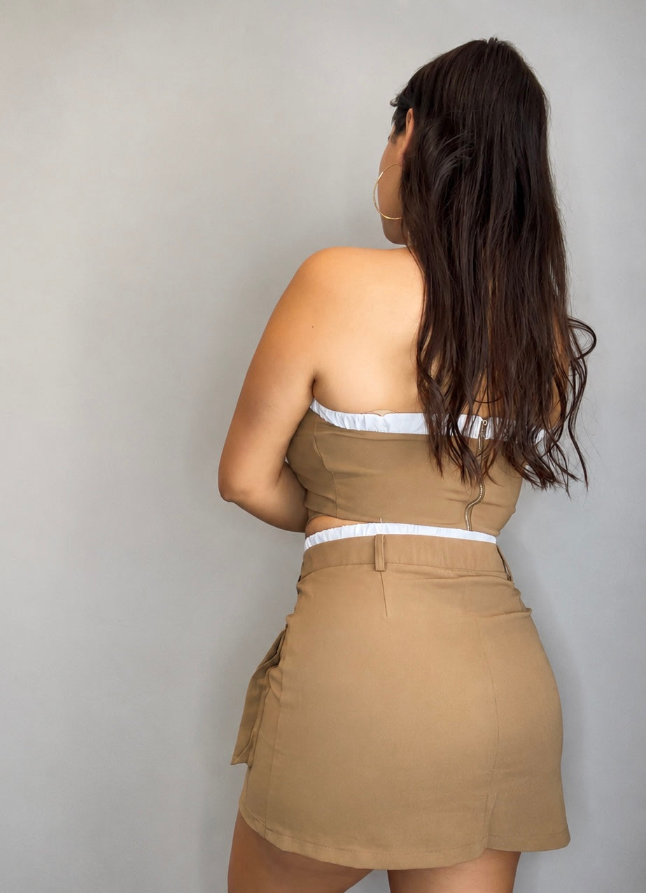 Elastic Trim Tube Top and Mini Skirt Set