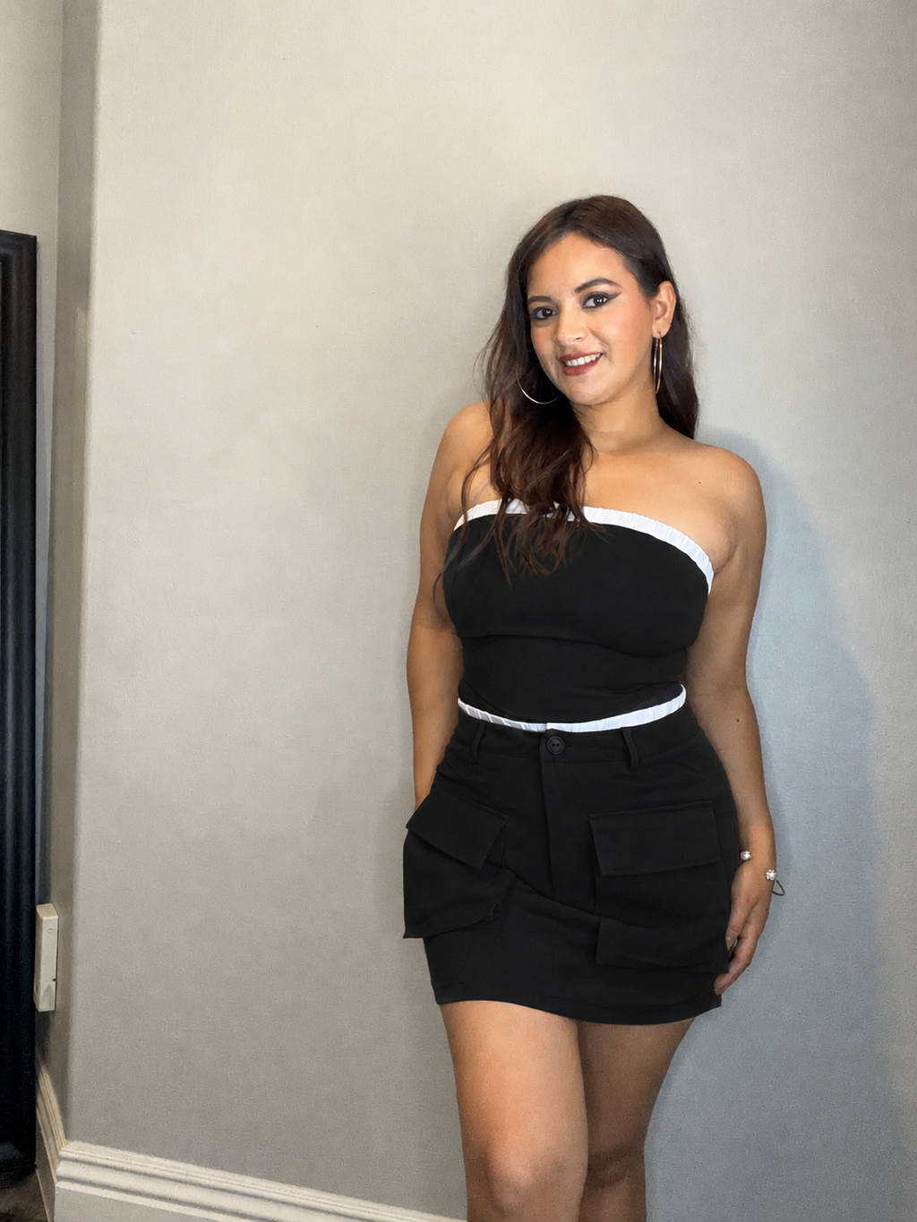 Elastic Trim Tube Top and Mini Skirt Set
