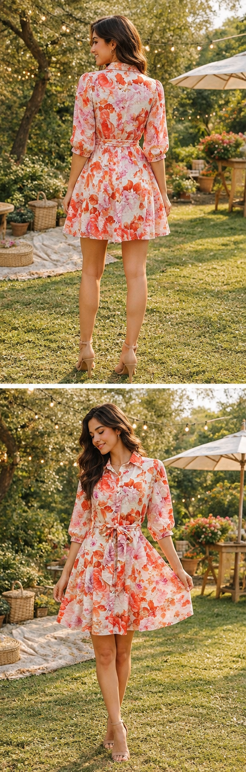 Floral shirt dress