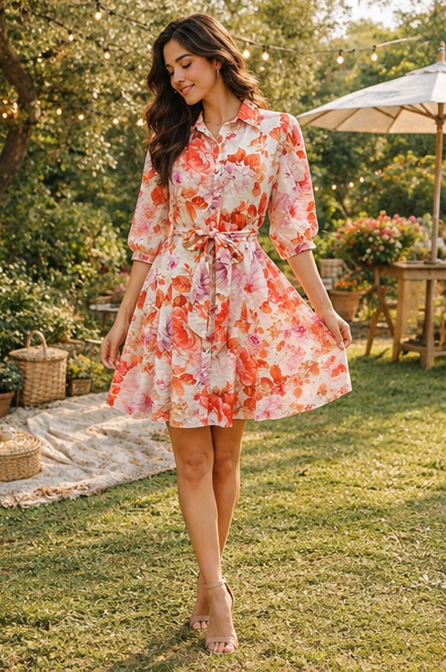 Floral shirt dress