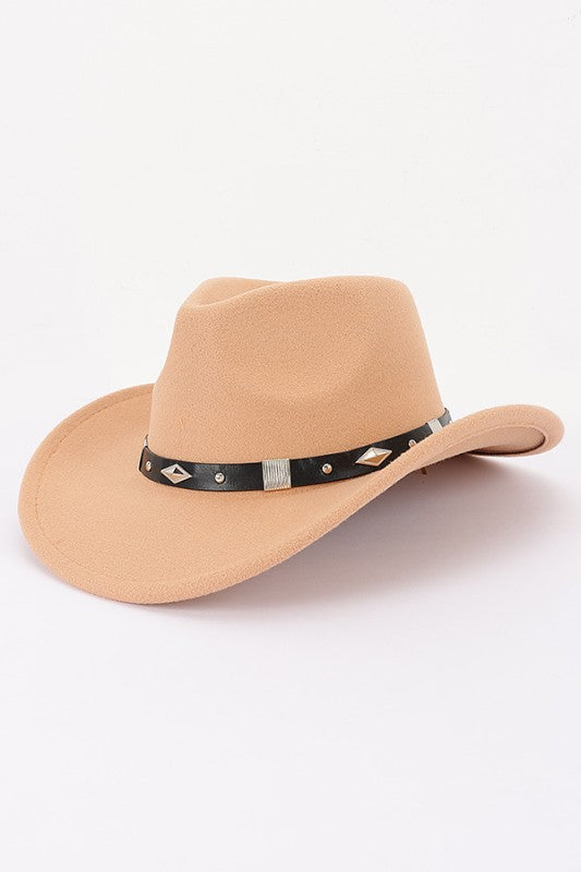 Faux wool western fedora hat