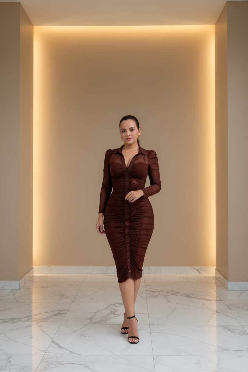Amara Ruched Midi Dress