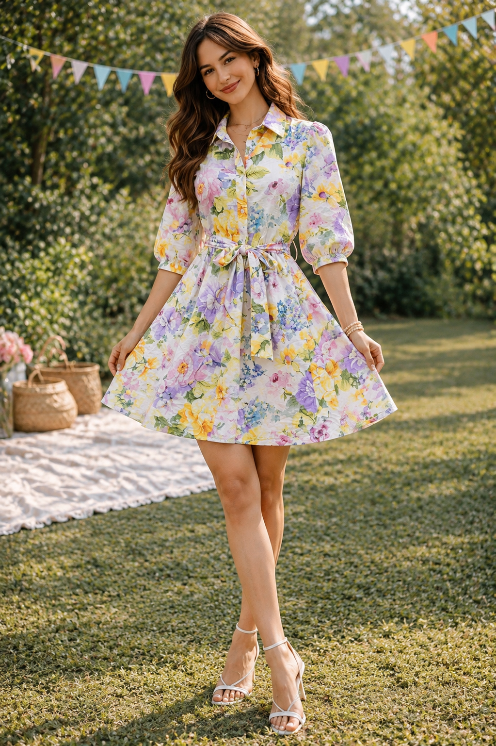 Floral shirt dress