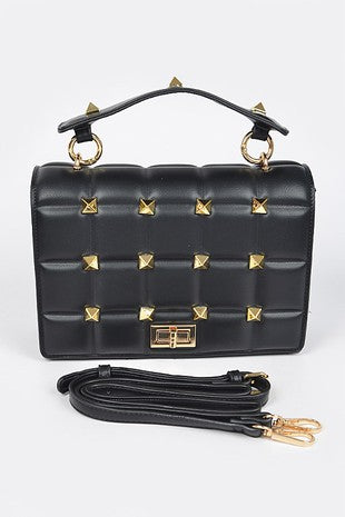 Embossed faux leather studded bag