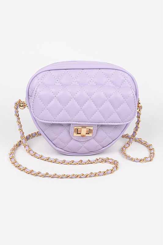 Quilted faux leather heart shape crossbody