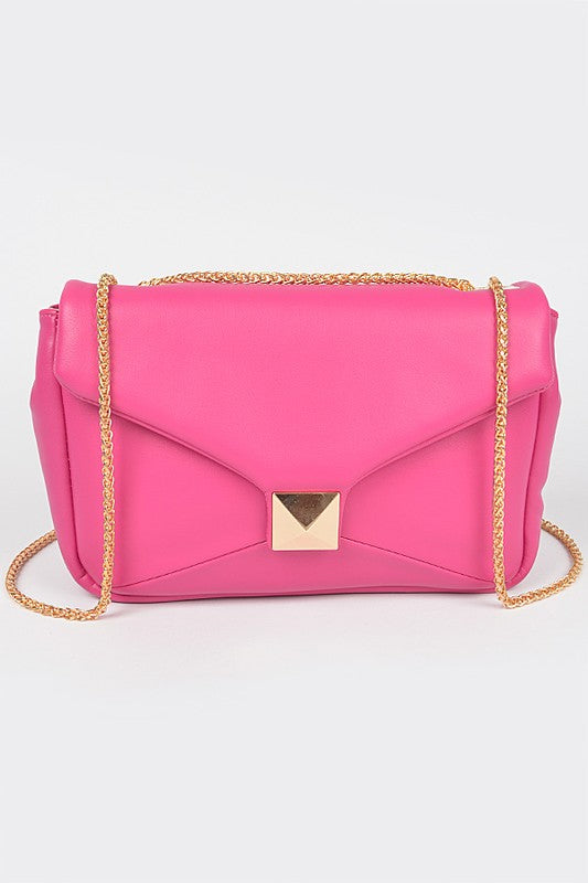 Faux leather flap crossbody bag