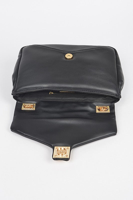 Faux leather flap crossbody bag