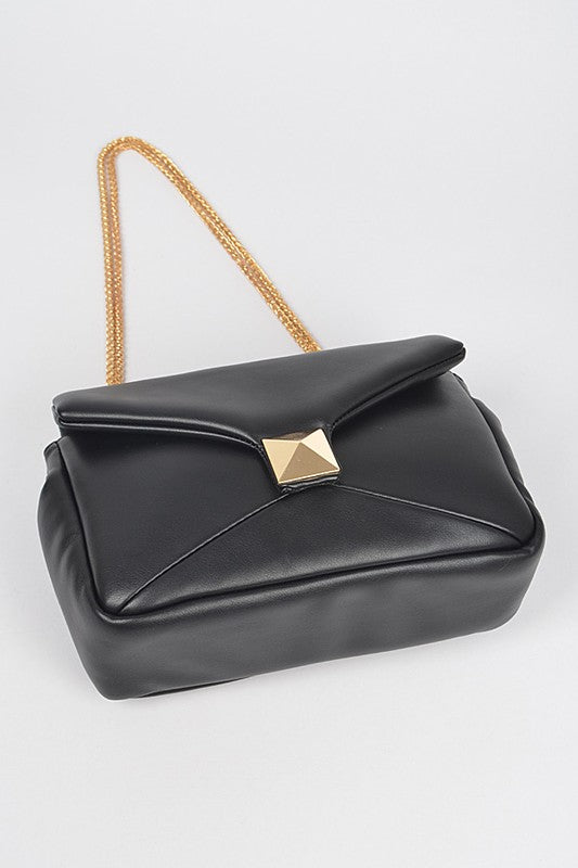 Faux leather flap crossbody bag